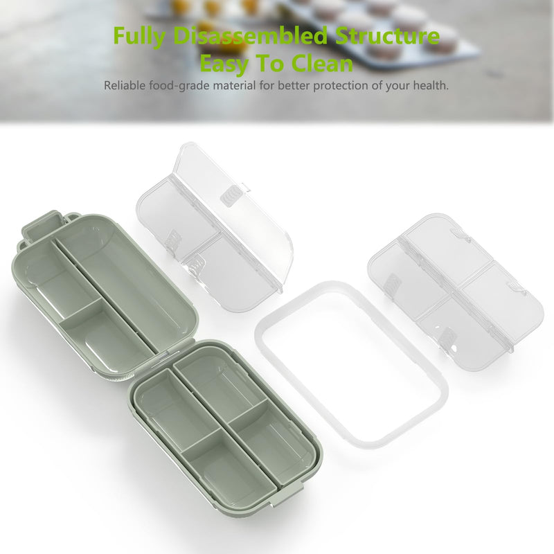 7 Compartments Travel Pill Organizer, Foldable Portable Airtight Pill Box | Weekly Medicine Pill Organizer,Travel Size Storage Containers,Waterproof Medicine Vitamin Container for Travel Camping(Green) Green