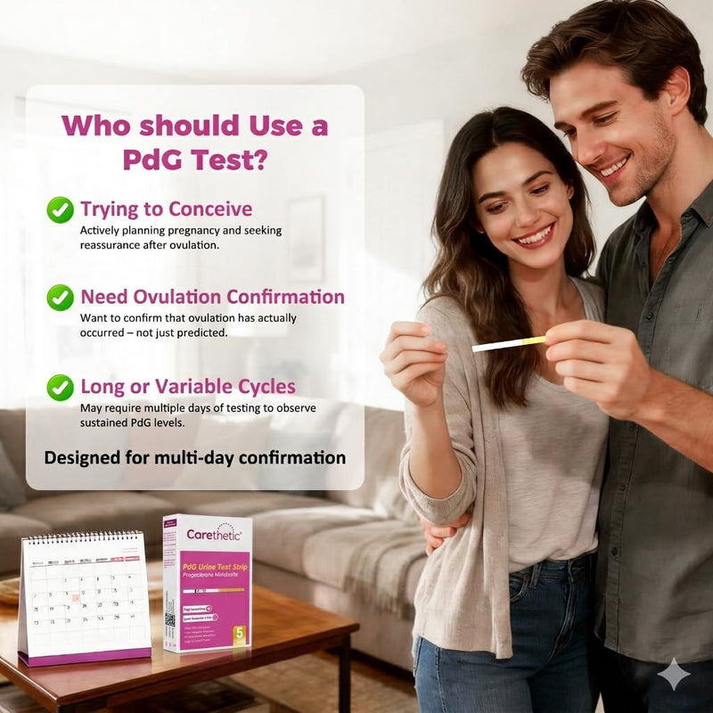 PdG Test Strips - Progesterone Urine Test Kit - At-Home Ovulation Confirmation Test for Women - 5 Tests