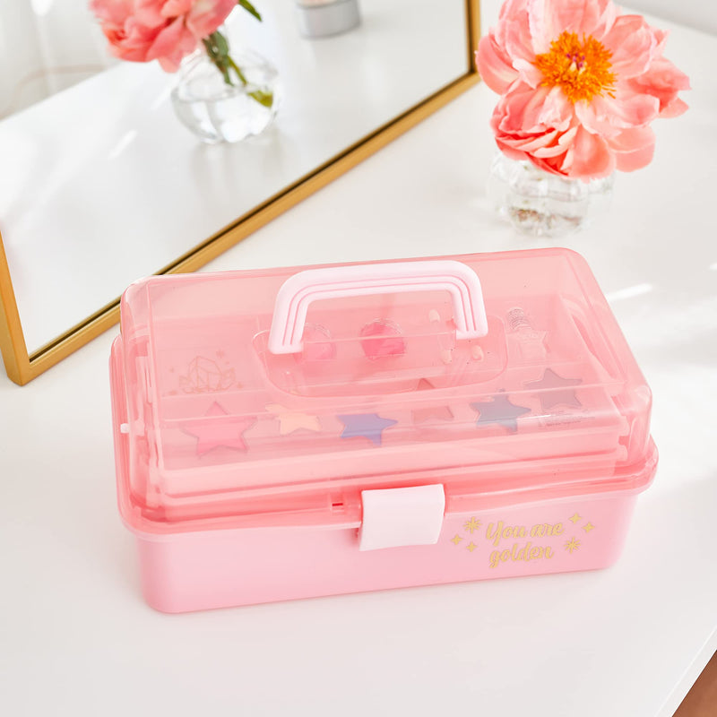 [Australia] - 3C4G Pink and Gold Hard Case Makeup Storage Set - Kids Makeup Kit for Girls and Teens - Includes Storage Case, 5 Eyeshadows, 1 Blush, 2 Lip Glosses & 1 Nail Polish - Ages 8+ by Make It Real Pink & Gold 