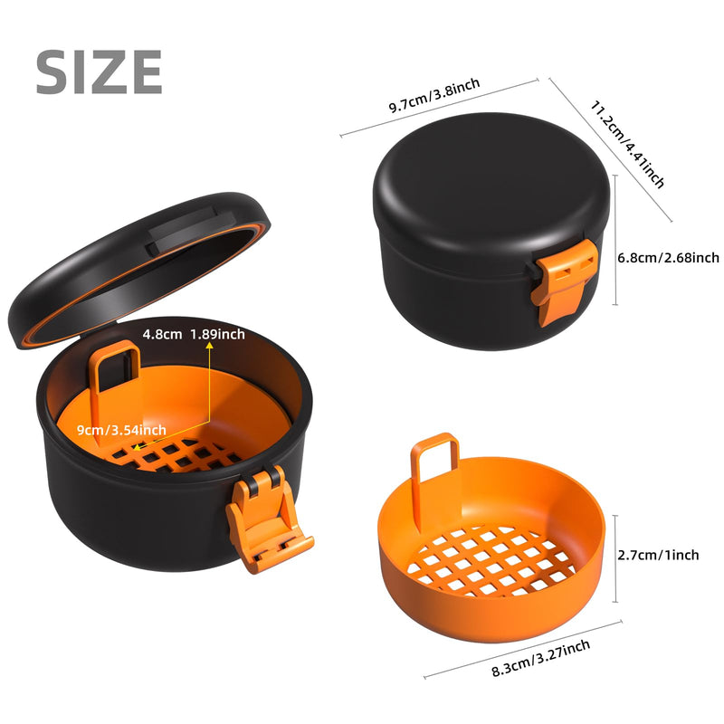 ARGOMAX Leak Proof Retainer Cleaner Case, Denture Cups for Soaking Dentures, Denture Travel Case (Black + Orange). Black+orange