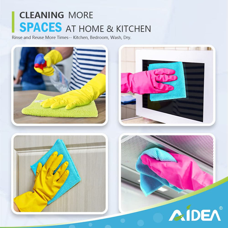 [Australia] - AIDEA Microfiber Cleaning Cloths-8PK, Soft Absorbent Microfiber Cloth, Lint-Free Streak-Free Cleaning Towels for Cars, House, Kitchen, Window(12in.x16in.)—8PK Blue/Green/Grey 8PK 