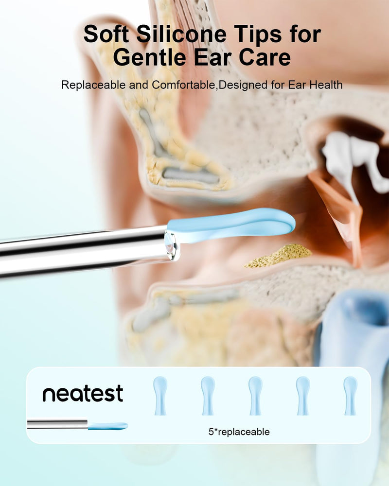 [Australia] - Ear Wax Removal Tool 8 PCS Ear Cleaner with Camera Rechargeable Earwax Removal Kit with 5 Ear Spoon Smart Ear Cleaner for iOS and Android(Black) 