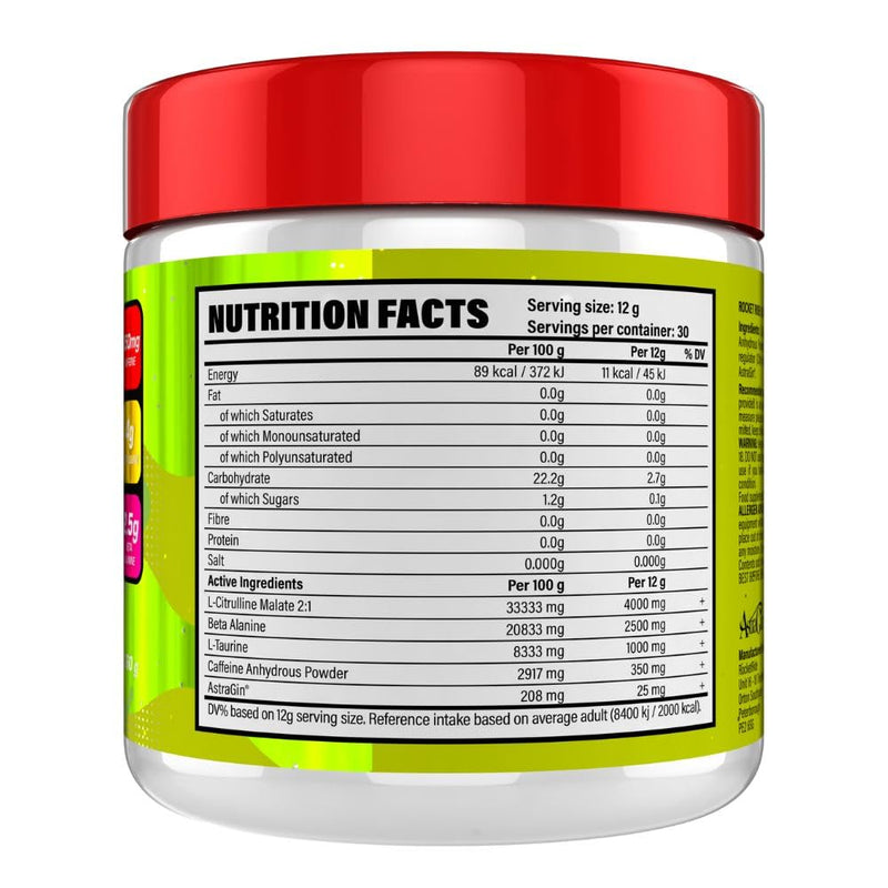 Rocket Ride Pre-Workout V2 360g – Extreme Energy & Focus – High Stim Caffeine – Smooth Mix & Incredible Flavours | 30 Servings (Lime Launchpad) Lime Launchpad