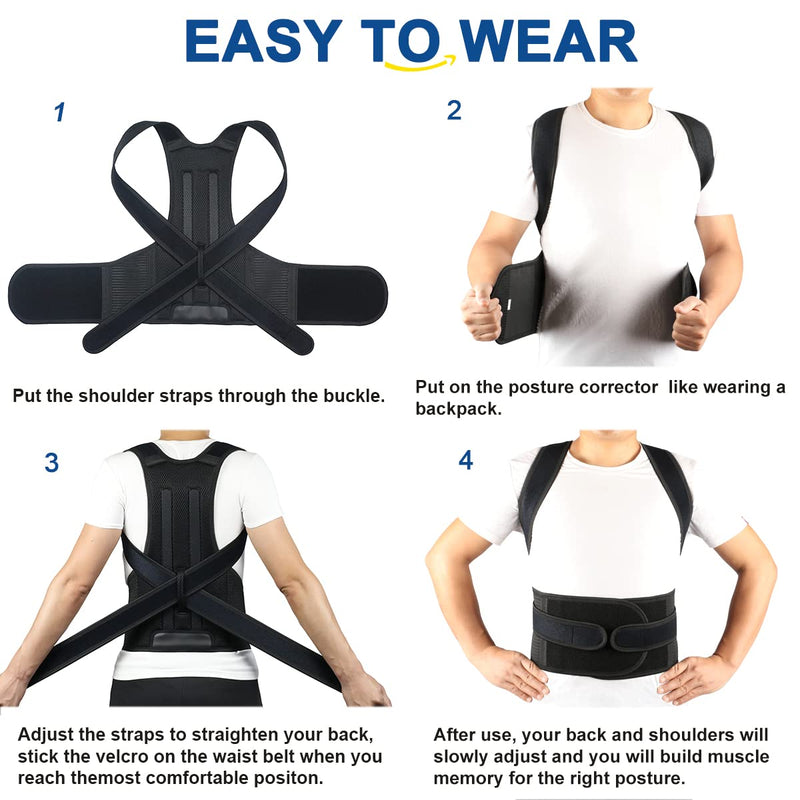 Posture Corrector for Men and Women,Adjustable Back Brace for Upper and Lower Back Pain Relief - Improve and Neck,Shoulder,Back Relieve XL(37"-42") XL(37"-42")