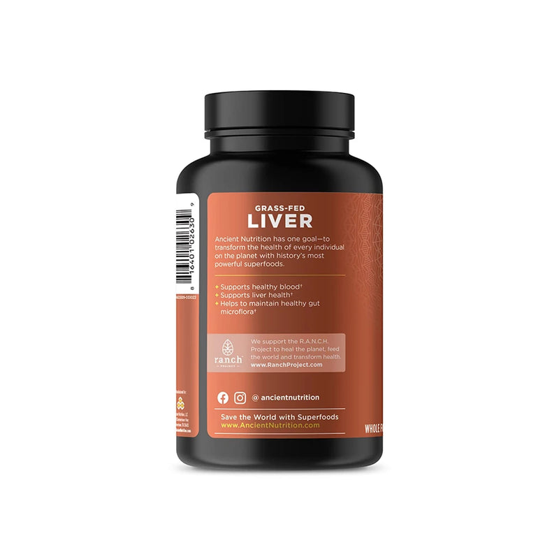 [Australia] - Ancient Nutrition Organ Supplements, Grass-Fed and Wild Organ Complex Capsules, Beef & Lamb Liver, Supports Healthy Blood, Gut, and Liver, 180 Ct 
