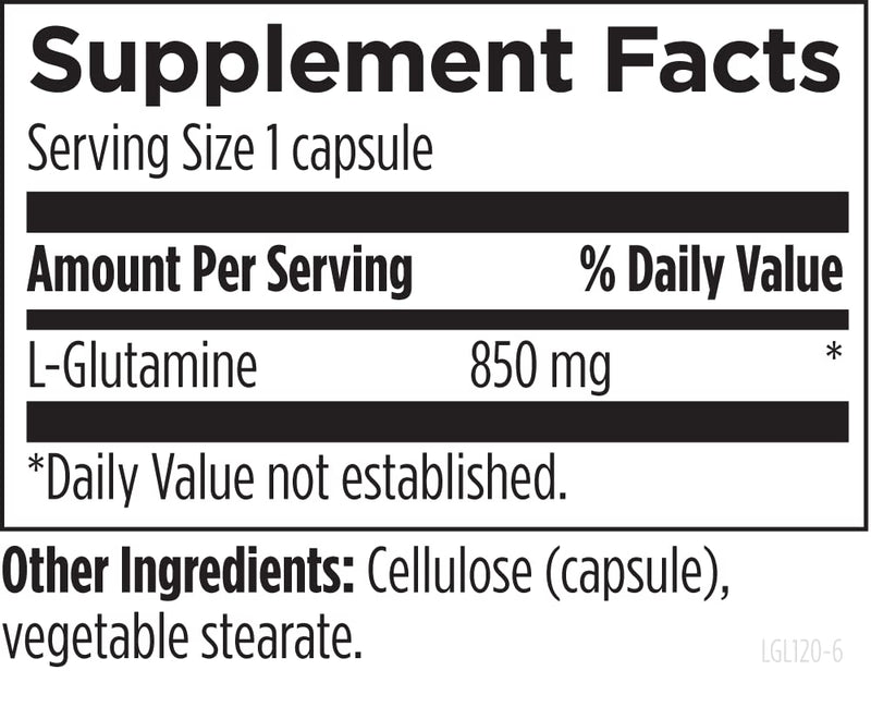 [Australia] - Designs for Health L Glutamine Capsules - 850mg Vegetarian Amino Acids Supplement to Support Muscle Recovery, Digestive, Immune + Gut Health - Non-GMO + Gluten Free (120 Capsules) Standard Packaging 