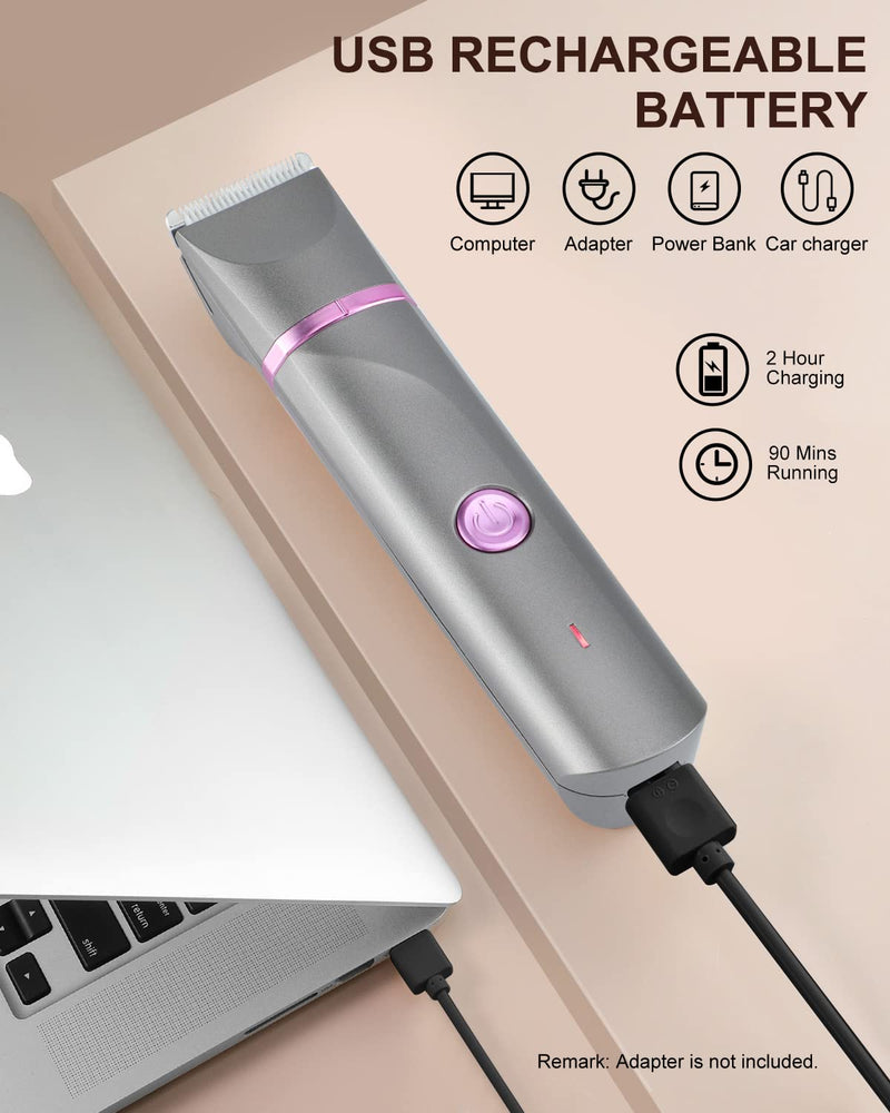 [Australia] - AREYZIN Pubic Hair Trimmer Women Bikini Trimmer Electric Shaver Razor for Bikini Armpit Legs Groin Hair Removal Body Hair Trimmer, Rechargeable Waterproof for Wet and Dry Use，Gray&Purple Gray 