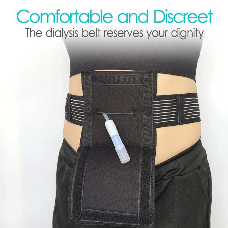 [Australia] - G Tube Holder Peritoneal Dialysis Catheter Belt to Secure Medical Feeding Tubes Gastrostomy Gtube PEG J Tube with Larger 6" Square Sponge Pouch Pad Accessories for Adults Women Men Black Medium (Pack of 1) 