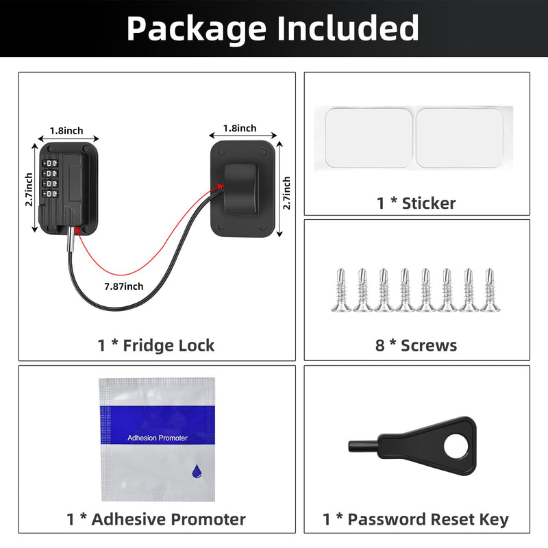[Australia] - Fridge Lock, Upgraded Refrigerator Lock Combination, Freezer Lock for Upright Freezer, Cabinet Lock with Code for Child Safety, Refrigerator Lock for Kids, Black 