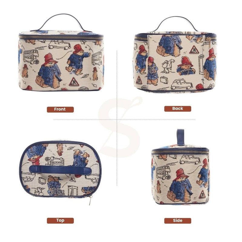 Signare Tapestry Toiletry Bag Makeup Cosmetic Organizer bag for Women with Paddington Bear Design (TOIL-PADD)