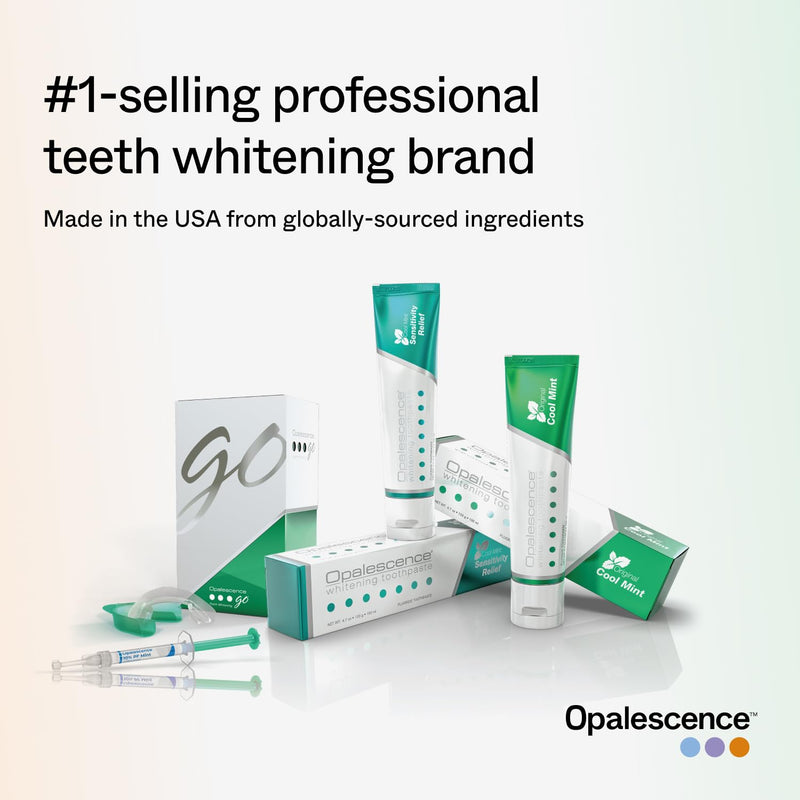 Opalescence Go Teeth Whitening Strips Hydrogen Peroxide 10% - 6050-402 | Fast Acting - Enamel Safe – Slip Free – Sensitivity Free – Includes Original Whitening Toothpaste Travel Size 1 oz