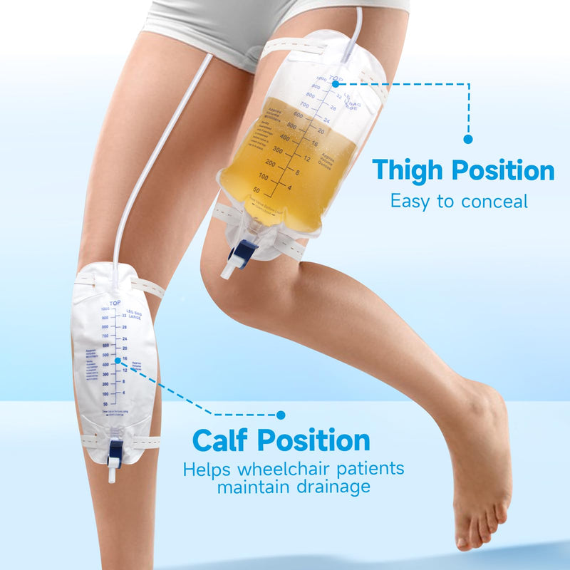 [Australia] - Catheter Bags for Men with 5PCS, Foley Catheter Leg Bags for Men 1000ML, Urine Bags for Easy Flip Drain Design 