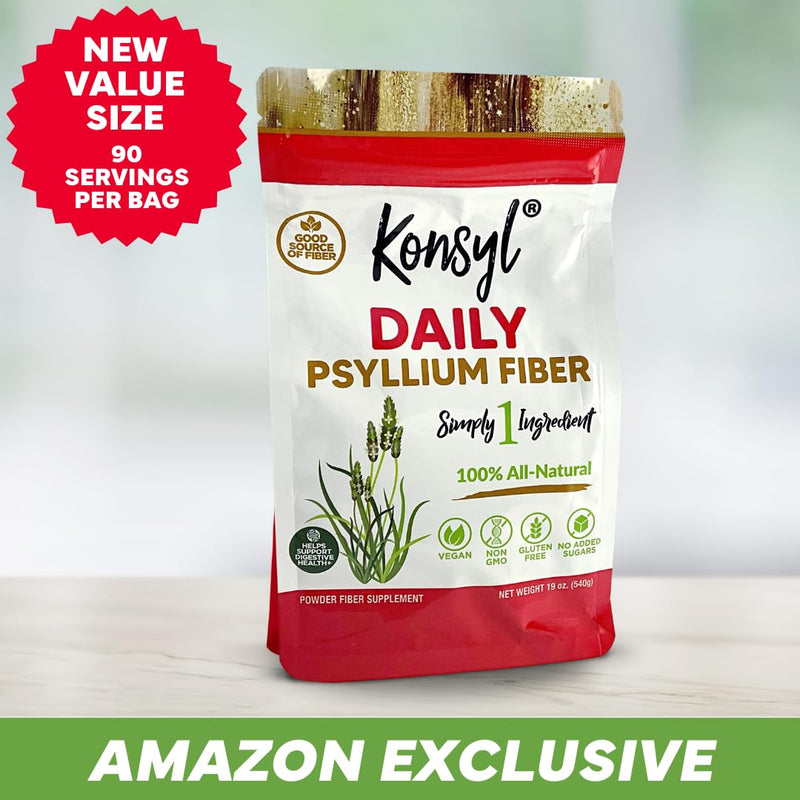 [Australia] - Konsyl Daily Psyllium Fiber Powder | 100% All-Natural Psyllium Husk for Gut & Digestive Health | No Sugar, No Fillers 90 Servings (540g) 1.19 Pound (Pack of 1) Bag 