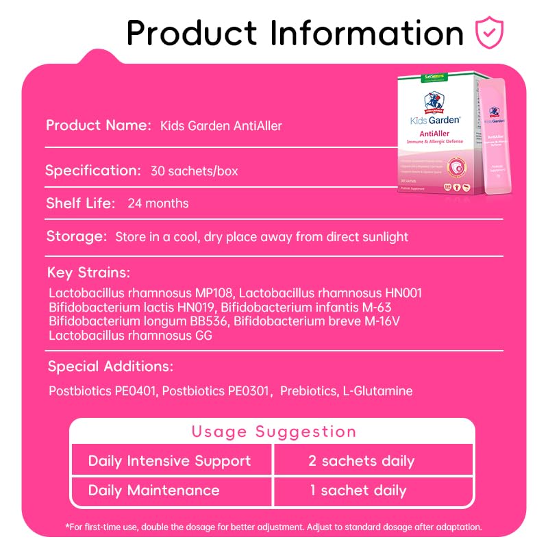 Kids Garden Probiotic Supplement for Kids 1+ | 7 Strains with Postbiotics, Prebiotics & L-Glutamine | 30 Sachets for Daily Nutritional Support