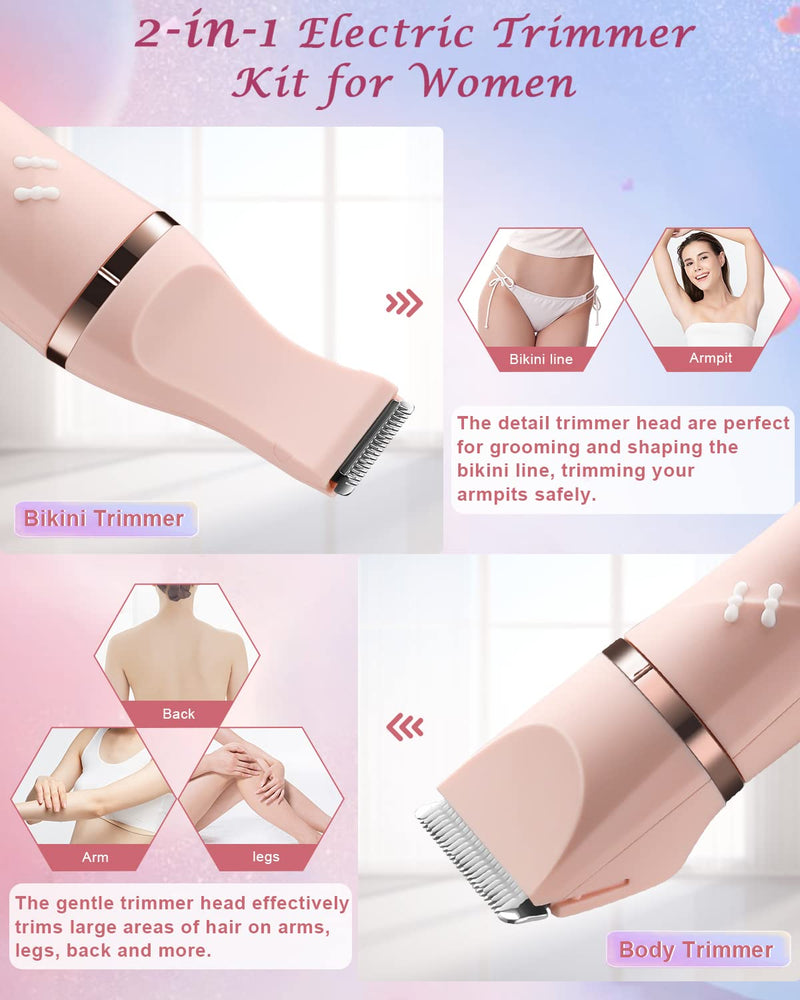 [Australia] - YBLNTEK soft rubber coating electric razor women's intimate area, 2 in 1 battery intimate razor for women, wireless women's razor electric, bikini trimmer epilator, lady shaver arms/legs 