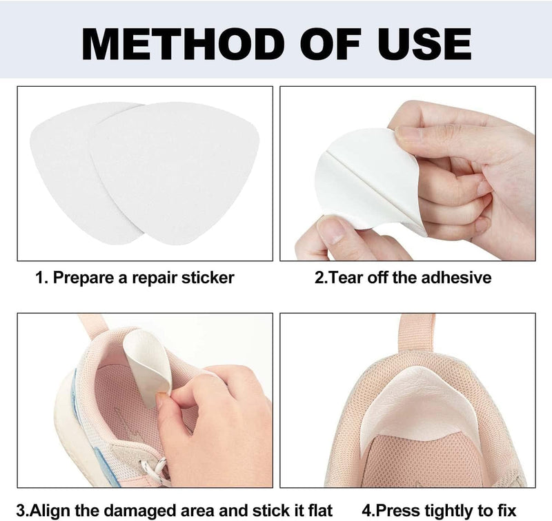 [Australia] - 4 Pairs of Self-Adhesive Sneaker Heel Repair Patch, White Shoe Hole Repair Patch, Hole in Shoe Repair for Leather Shoes, High Heels 8 