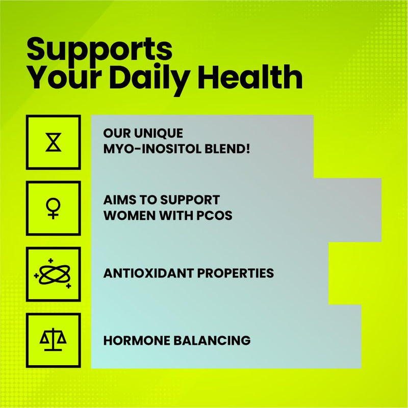 PCOS Complex 2200mg | High Strength Myo-Inositol, D-Chiro Inositol & Folic Acid | 60 Vegan Capsules | Supports Hormonal Balance, Ovulation, Fertility & Weight | UK-Made | Fitimins