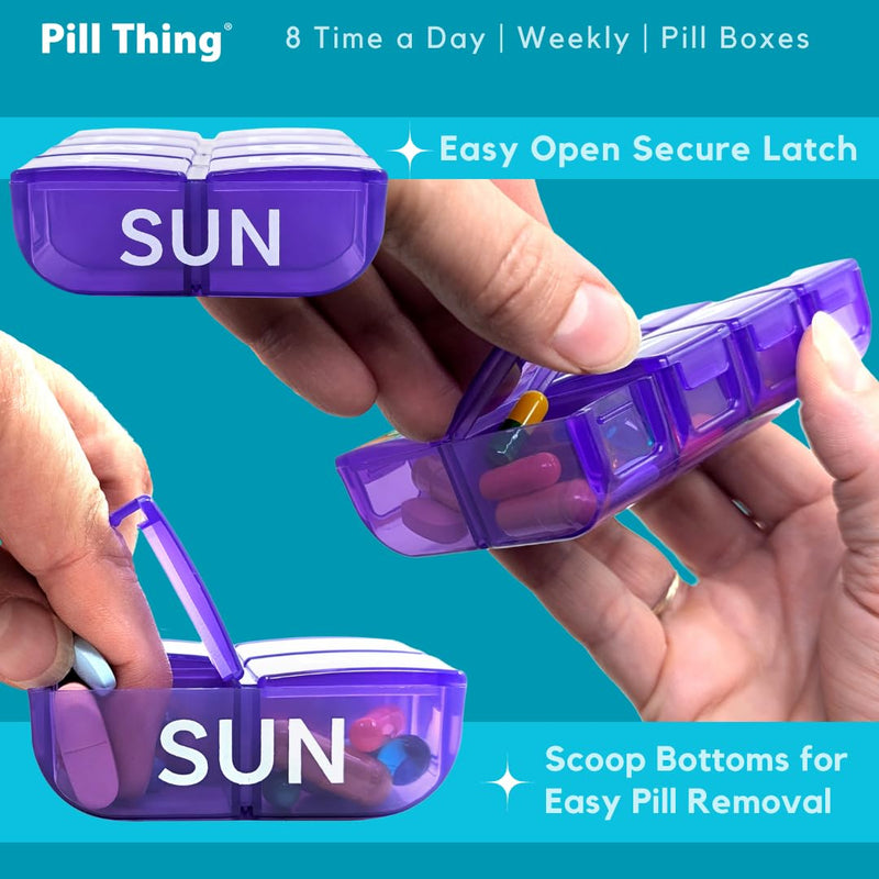 8 Times a Day, 7 Day Large Weekly Pill Organizer with Holder Tray, Vitamin, Medicine Box, Multicolor (8X a Day - 1 Pack) 8X a Day - 1 Pack