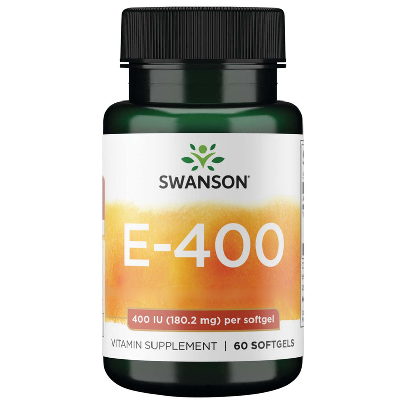 [Australia] - Swanson E-400, high-dose vitamin E, 400 IU, 60 soft capsules, laboratory tested, soy-free, gluten-free, non-GMO 