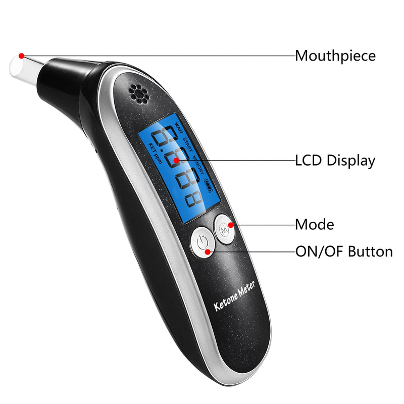 [Australia] - Breath Ketosis Meter & Ketone Monitoring - High Accuracy Ketone Breath Analyzer Home Ketosis Breath Tester for Ketosis Testing & Tracking, Ketone Breath Meter with 10 Mouthpieces Black1 