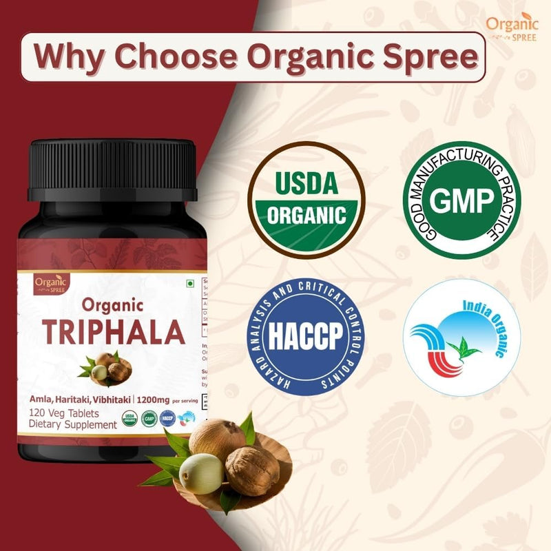 [Australia] - Organic Triphala Capsules | Made with Organic Amalaki Haritaki Bibhitaki Superfood | Detox, Cleanse & Rejuvenation | Maintains Regularity Aids Digestion | Non-GMO (120 Capsules) 