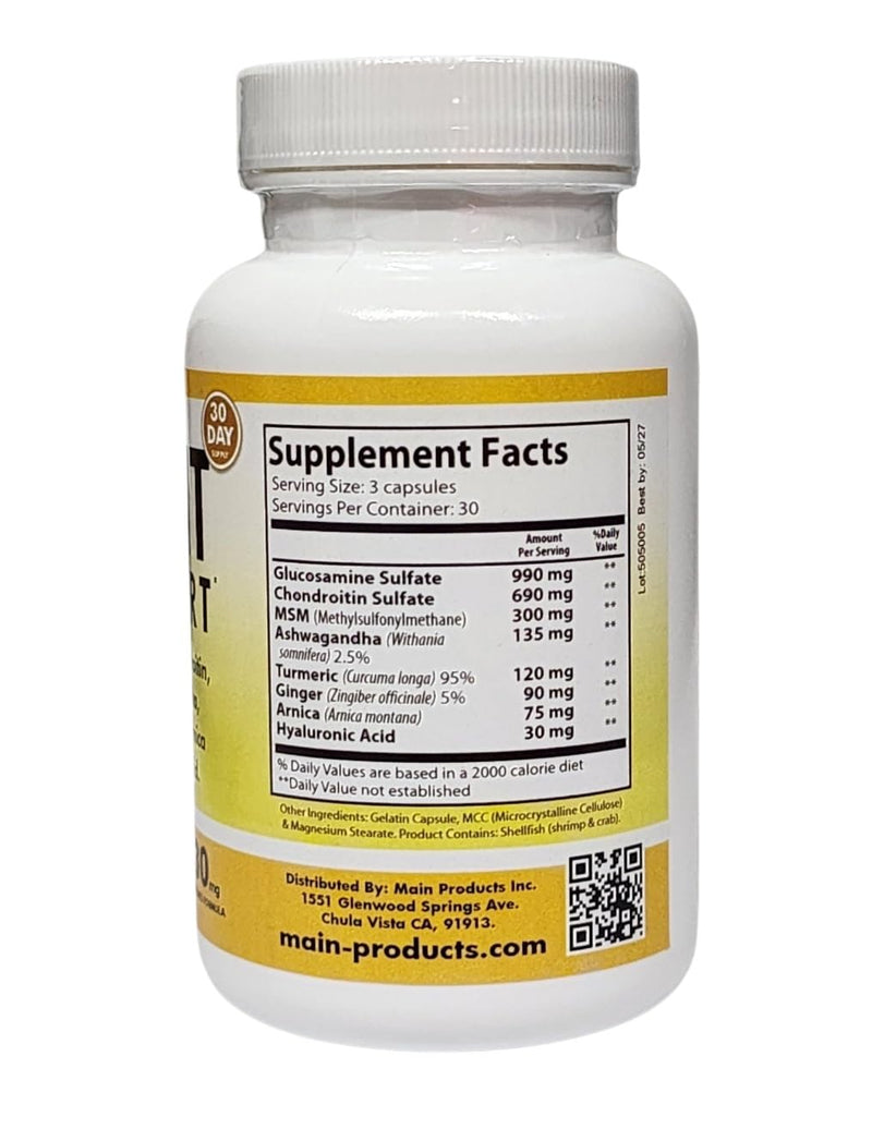 [Australia] - Joint Support - Glucosamine Chondroitin MSM Hyaluronic Acid Ashwagandha Turmeric Ginger Arnica - 2430mg Joint Support Supplement, Micronized, 90 Capsules. 