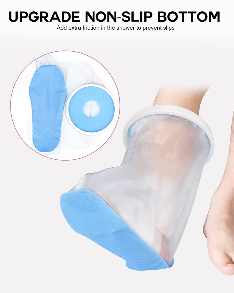 [Australia] - Waterproof Foot Cover for Shower Adult, Foot Cast Covers with Non-Slip Padding Bottom, Watertight Ankle Foot Cast Protector for Surgery Bandage Dressing Wound, Reusable 