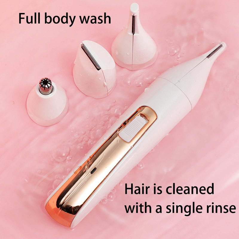 [Australia] - Womens Electric Razor, Face Shaver, Facial Hair Remover, Electric Bikini Trimmers for Legs, Travel Razor for Eyebrow Ear Nose Hair Lip Beard Armpit (Gold 4 in 1 Gold 