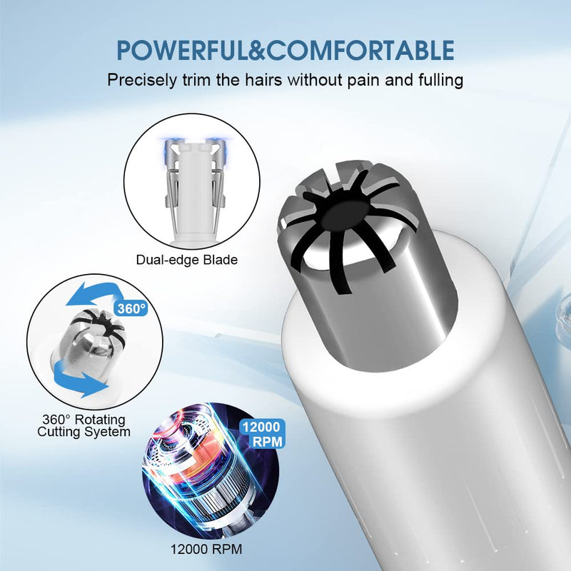 [Australia] - TOUCHBeauty Eyebrow Razor Nose Hair Trimmer Women 2 in 1 Precision Women's Hair Trimmer for Face, Ears, Nose, Bikini Zone and Body TB-1458 (White) 