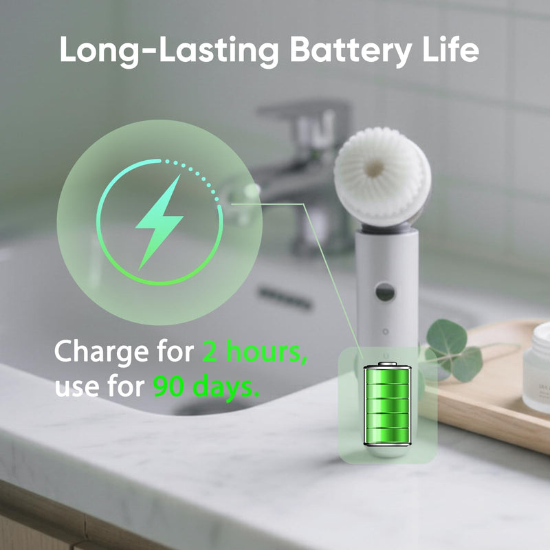 [Australia] - KINGDO Sonic Facial Cleansing Brush, Electric Face Scrubber with 3 Cleaning Modes, IPX7 Waterproof face Brushes for Cleansing with 2 Magnetic Brush Heads, Rechargeable Battery for All Skin Types 