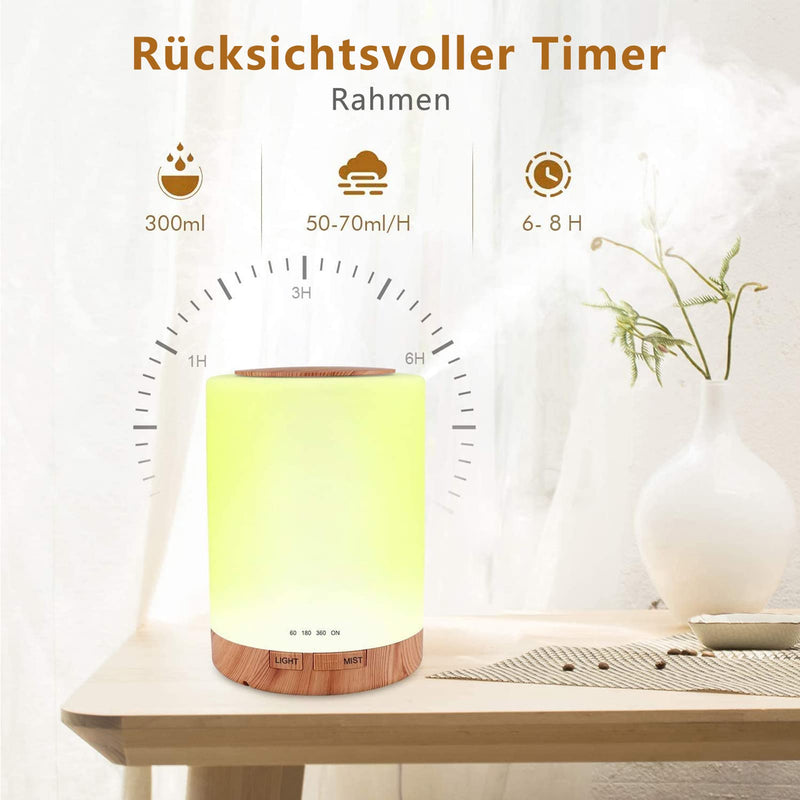 [Australia] - Aroma Diffuser, 300ML Quiet Ultrasonic Humidifier Fragrance Oil Diffuser, Waterless Automatic Shut-Off, with 7 Colors LED, BPA-Free Aromatherapy Fragrances Humidifier for Room, Office, Yoga, Spa, etc. Brown 