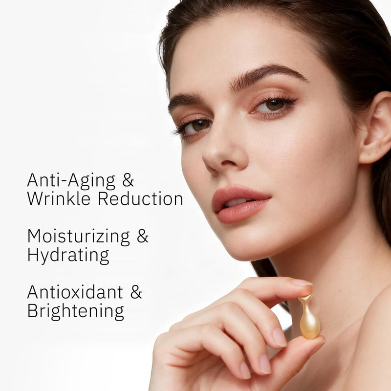 HKH Vitamin C Serum Capsules For Face: 48 Caps Anti-Aging Wrinkles With Vit C & Vitamin E Serum For Women Over 30+ - Reducing Fine Lines - Smoothing & Firming Skin - Travel-Friendly (Vitamin C)