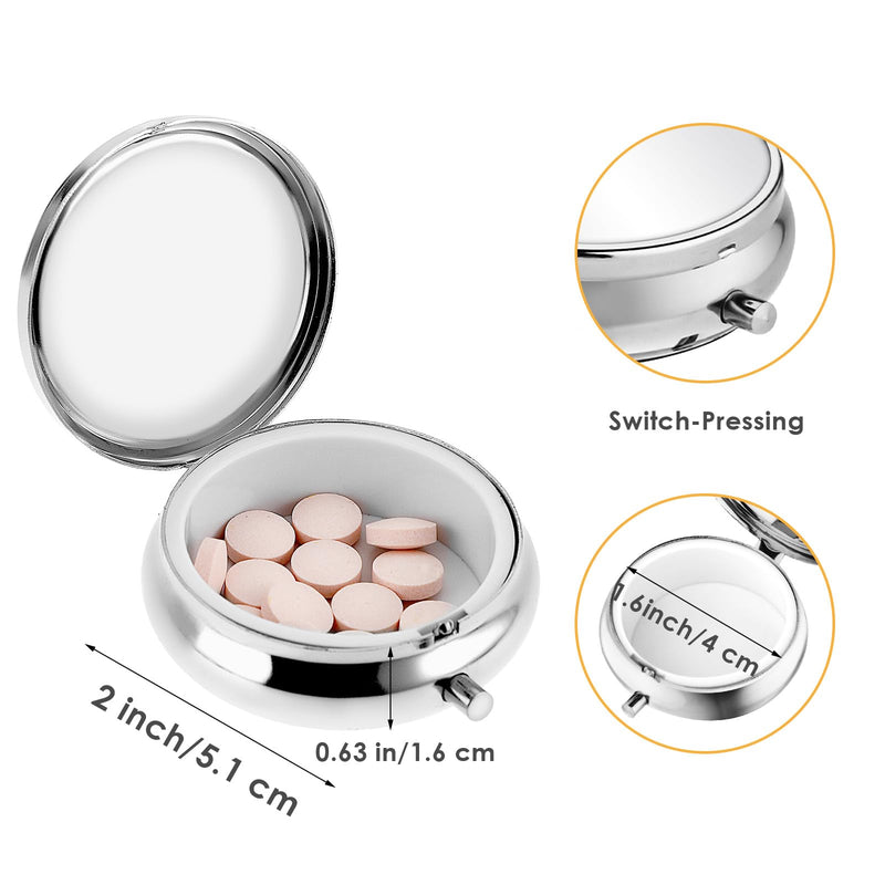 2Pcs Pill Box Small Pill Case for Purse or Pocket, Portable Cute Pill Container Metal Pill Box Decorative Medicine, Vitamin, Fish Oil and Supplements Holder Organizer Gold