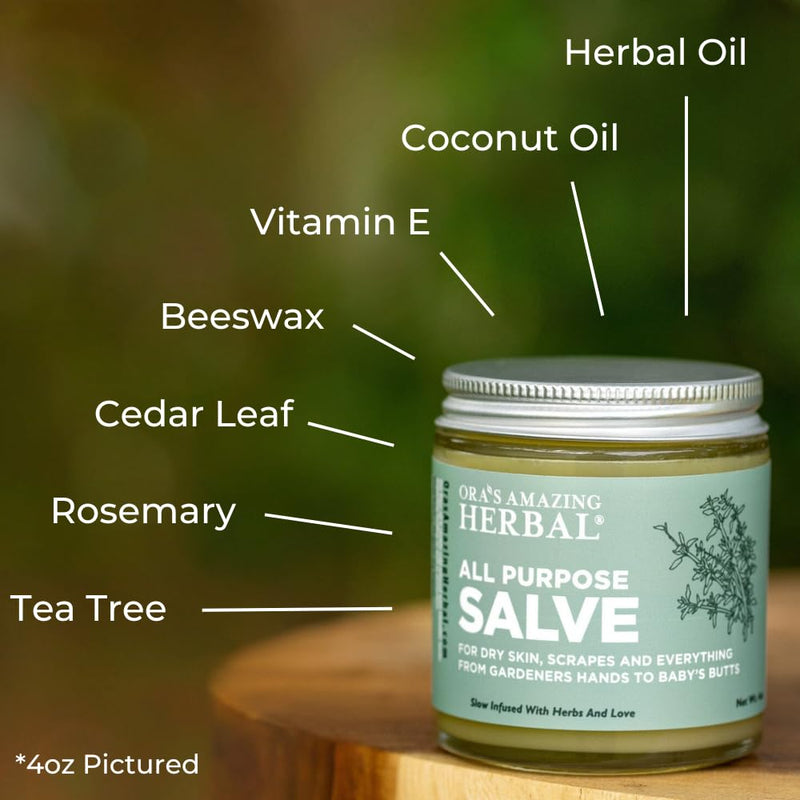 [Australia] - Ora's Amazing Herbal All Purpose Salve, Herbal Healing Skin Balm with Tea Tree, Natural Cream for Dry Cracked Hands, Comfrey Calendula Plantain Thyme Beeswax, Soothing Itch Relief, 4 oz All purpose Salve 4 oz 
