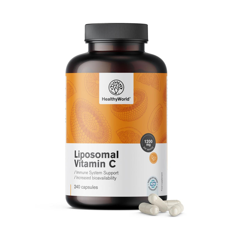[Australia] - HealthyWorld Liposomal Vitamin C - 240 plant capsules - 1200 mg vitamin C per day - with rose hips and sunflowers - phospholipid complex - 4 month supply - high bioavailability 