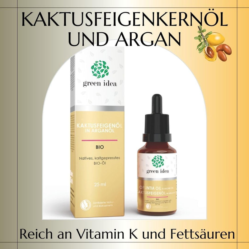 [Australia] - Green idea - Prickly Pear Seed Oil Organic Cold Pressed Facial Oil with Argan Oil Hair Oil - Natural Anti-Aging Facial Oil - Moisture for Face - Antioxidant Protection - Against Dark Circles NaTrue 25 ml 