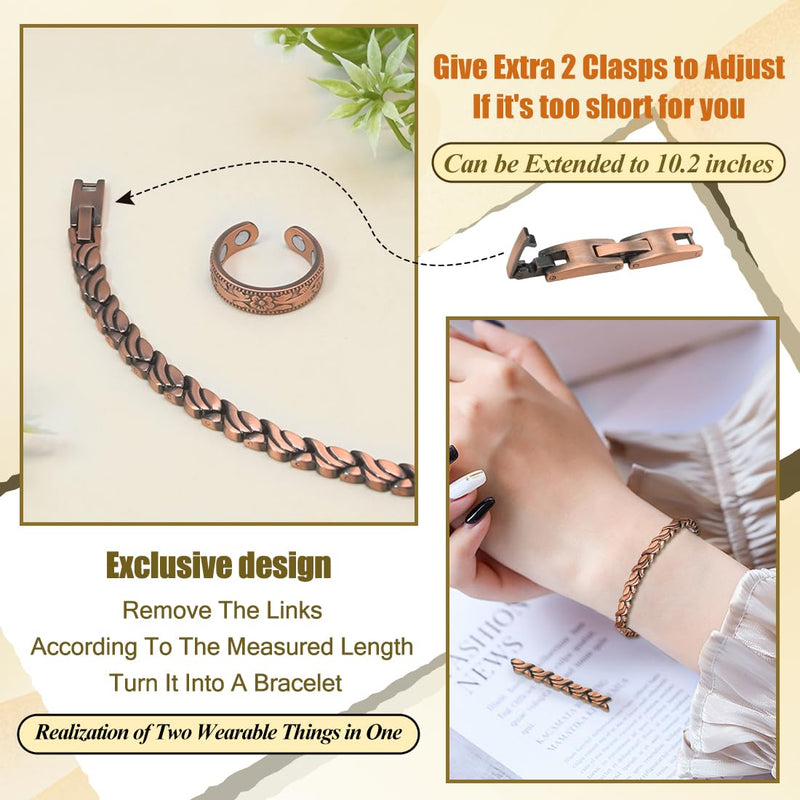 [Australia] - Vicmag Copper Anklet for Women Magnetic Ankle Bracelet with Ultra Strength Magnets 99.9% Solid Copper Gift for Her (Adjustable) Fishtail 