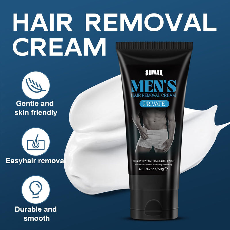2 Pcs Hair Removal Cream for Men, Intimate Hair Removal Cream for Men Painless Depilatory for Unwanted Male Hair In Private Area, Suitable for All Skin Types
