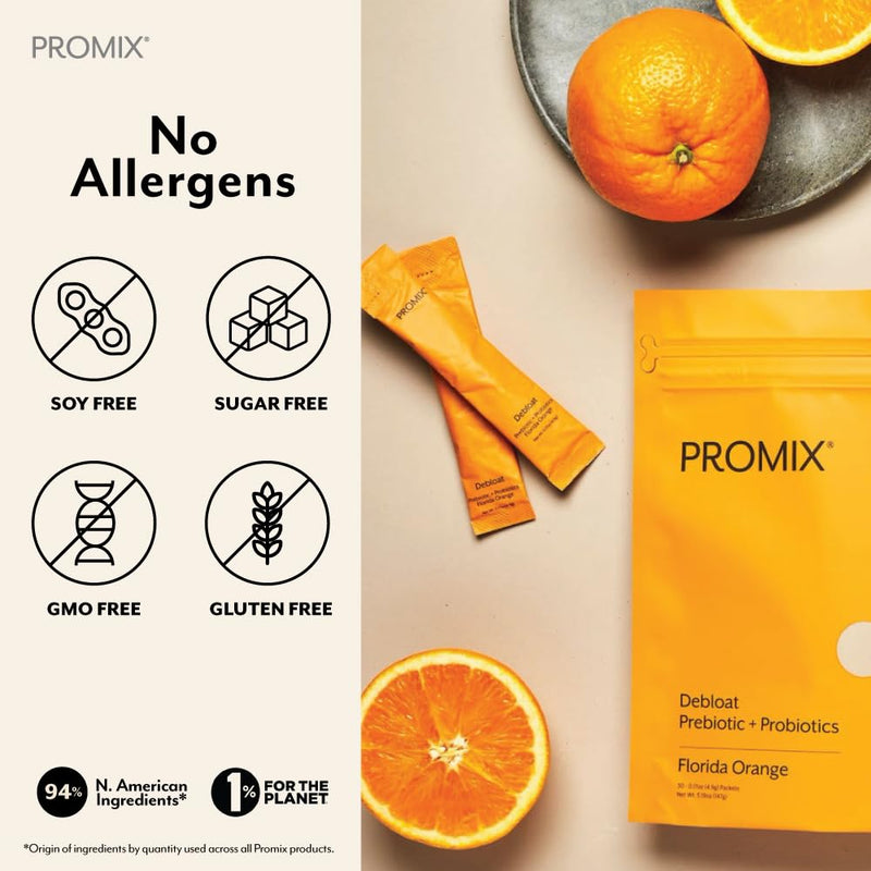 [Australia] - ProMix Nutrition Debloat Prebiotics and Probiotics with Baobab - Rich in Vitamin C, Bloating Relief, Immune Support - Orange - 30 Servings (Pack of 30) Florida Orange 0.17 Ounce (Pack of 30) 