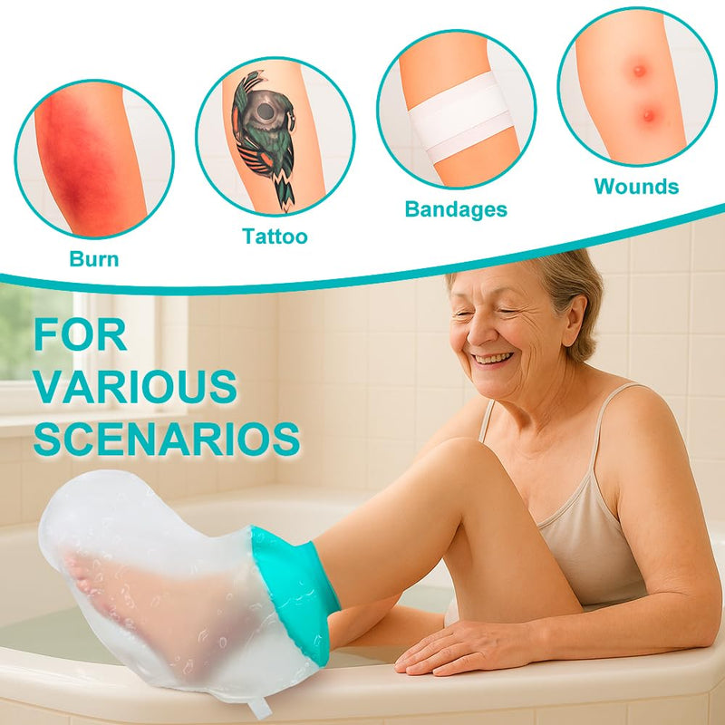 [Australia] - 2PK Waterproof Leg Cast Cover for Showering - Reusable Shower Sleeve for Ankle After Surgery, Watertight Non-Slip Adult Fracture Protector Bag, Water Proof Medical Covers for Heel/Foot/Wound/Bandages Ankle-green 2PK-Opening: 9–14in 
