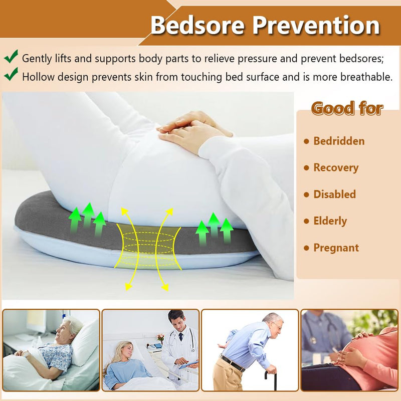 [Australia] - Donut Pillow for Bed Sores Pressure Ulcer Relief Seat Cushion Butt Pillows for Sitting After BBL Hip Surgery Postpartum Medical Ring Cushion for Tailbone Pain Hemorrhoid Pillow Doughnut Pad (Grey) Grey 