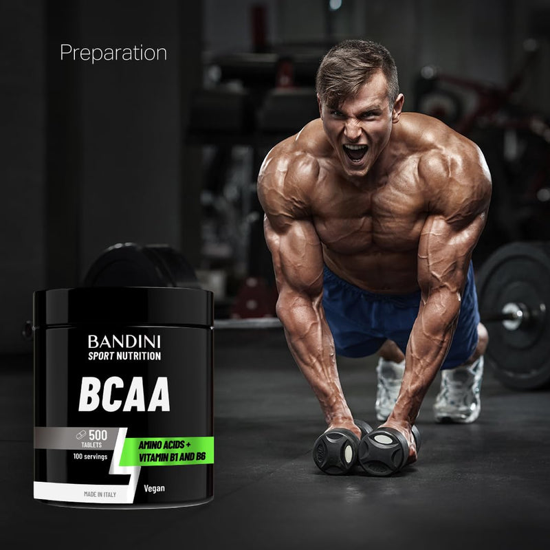 Bandini® BCAA 500 Vegan Tablets | 3000mg per Serving | BCAAs (not Capsules or Powder) Pre Workout Branched Chain Amino Acids + Vitamin B6, B1, L-Leucine, L-Isoleucine, L-Valine | BCAA Energy
