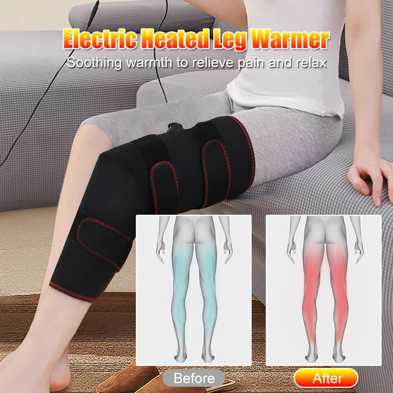 Woolala Heated Leg Warmer, Electric Heating Pad for Thigh & Knee & Calf | Therapy Heated Knee Brace Calf Warmer for Better Circulation, Pain Relief, Adjustable Size for Left or Right