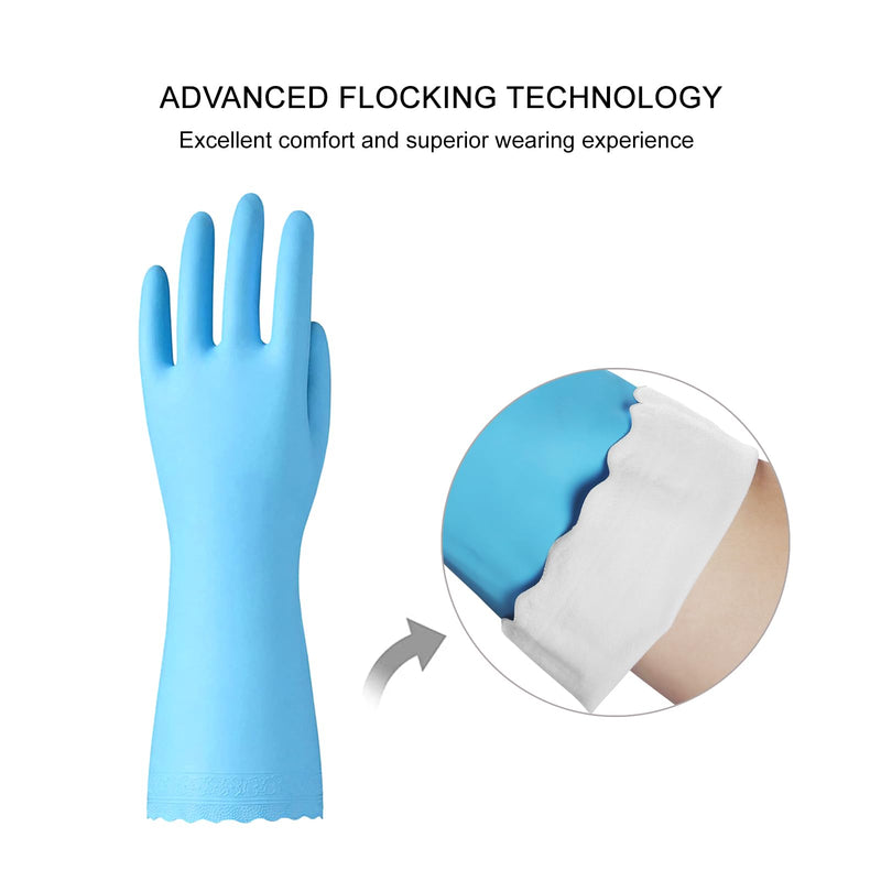 [Australia] - Bamllum Rubber Cleaning Gloves - 3 Pairs Latex Free Kitchen Cleaning Gloves with Cotton Liner- Household Dishwashing Gloves, Non- Slip Waterproof (Medium, Blue+Pink+White) Medium 