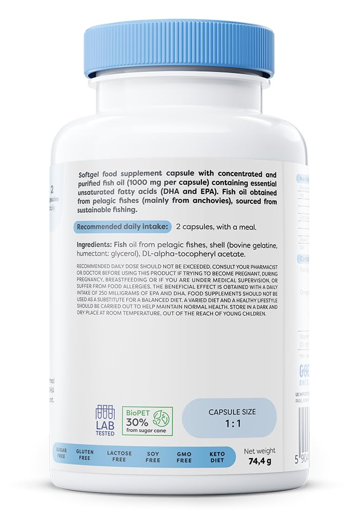 Osavi Omega–3 Fish Oil Molecularly Distilled 1000 mg – 60 Softgels | EPA & DHA for Heart Health, Brain Function, and Vision I Molecular Distillation for Maximum Purity