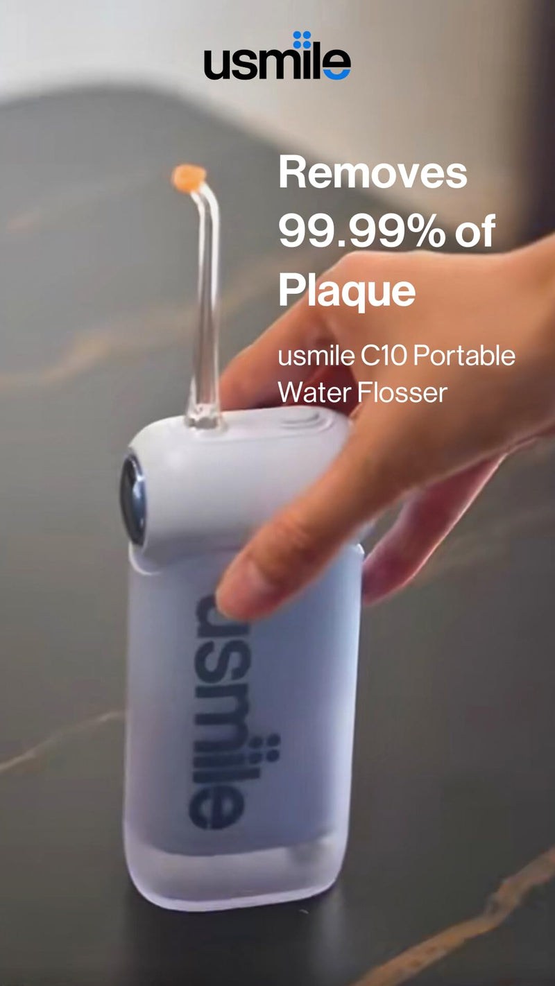 [Australia] - usmile C10 Portable Water Flosser ‚Äì Travel-Friendly, 95-Day Battery, 4 Modes, 360¬∞ Nozzle, 180ml Tank, IPX7 Waterproof, Dentist-Recommended for Braces, Implants & Sensitive Gums (Blue) Blue 