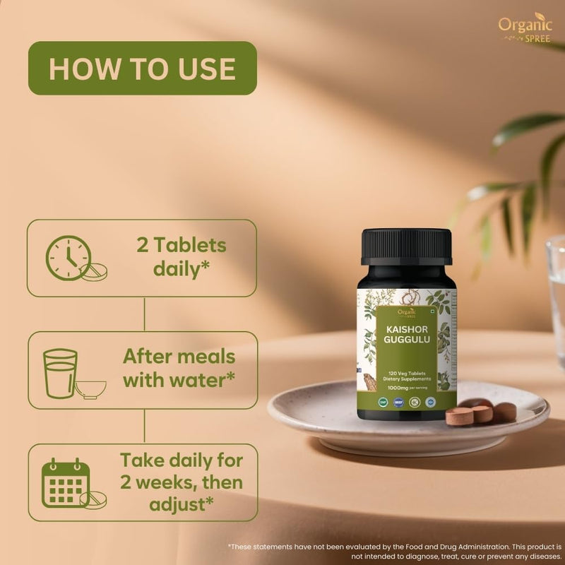 ORGANIC SPREE Kaishor Guggulu 120 Tablets - Ayurvedic Formulation - Certified and Vegetarian (1) 1