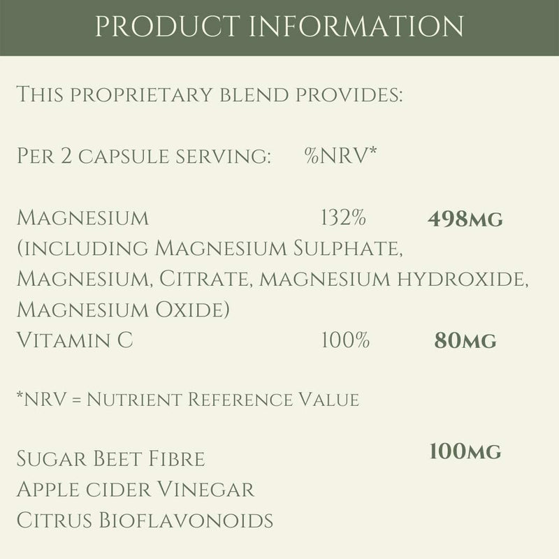 Magnesium Colon Detox – 4 Magnesium Types, Prebiotic Fibre, ACV & Vitamin C – Gentle Daily Digestive Support – Vegan, 100 Capsules