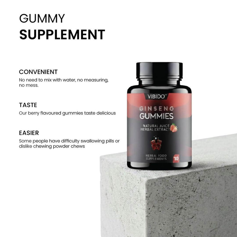 500mg Gummy | Extra Strength Gummies, Stamina Endurance Booster Supplement | 10 Ginseng Gummy 10 count (Pack of 1)