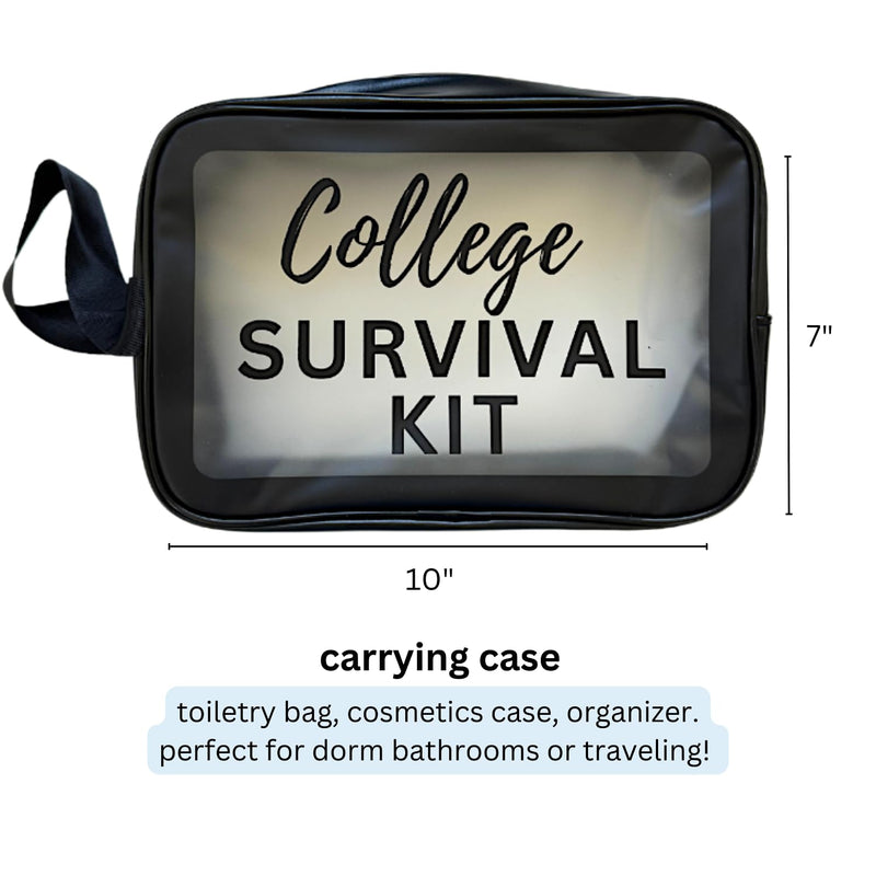 College Survival Kit School Care Package Emergency First Aid Supplies Sewing Manicure Laundry Lanyard Gift Set (Black) Black